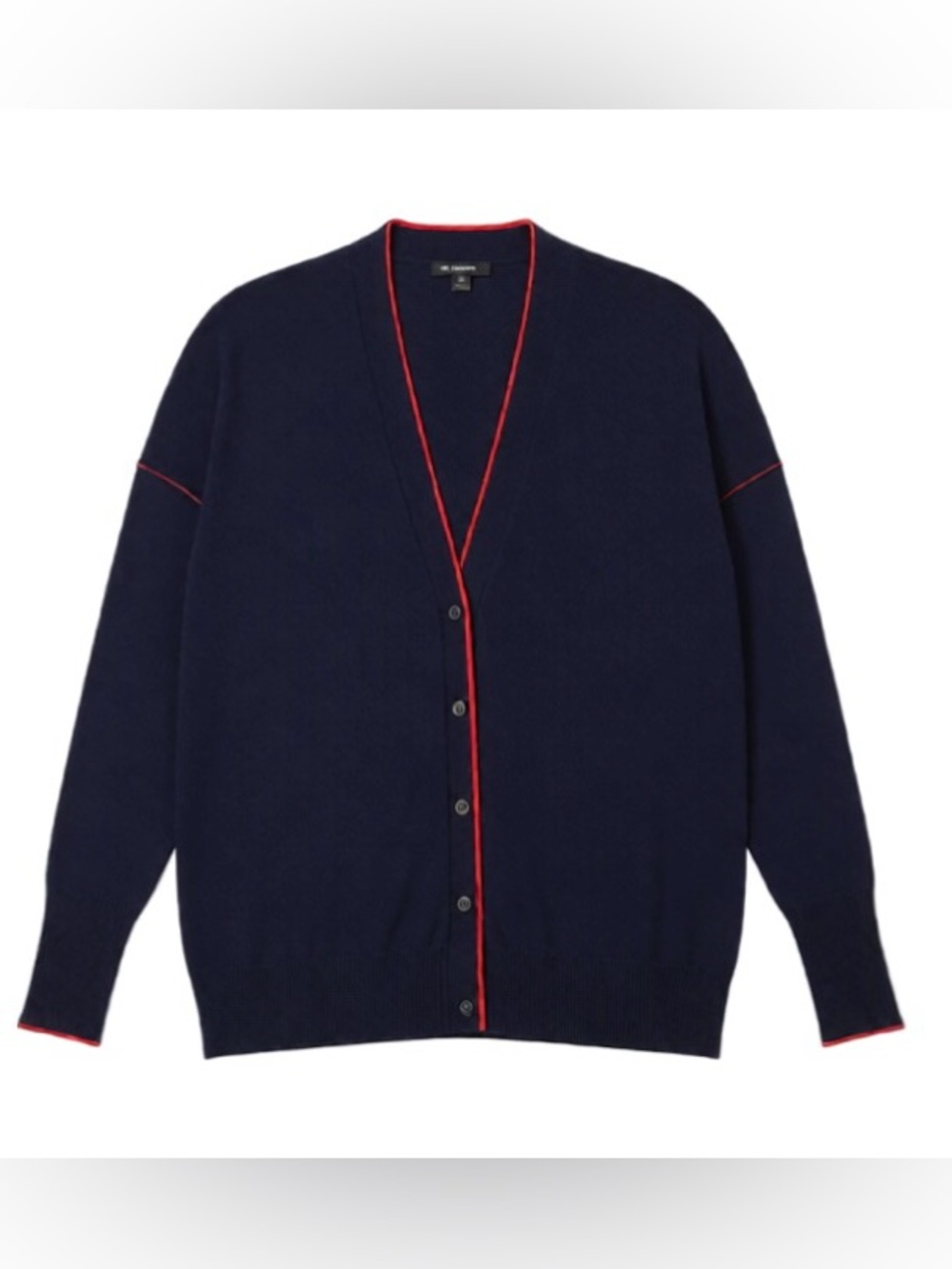 J. Crew Navy Merino Cardigan with Red Trim